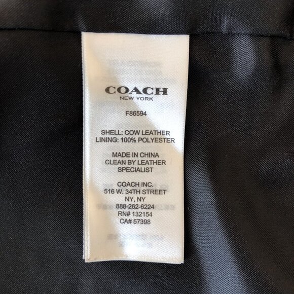 Coach Leather Racer Jacket F86594 BLACK LARGE - Picture 9 of 10